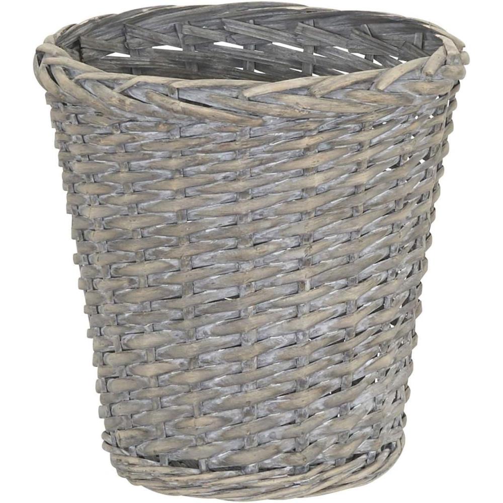 image:imageHousehold Essentials Small Wicker Waste Basket  Gray Wash GreyGrey