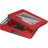 Household Essentials 545RED 545 Holiday Vision Storage Box with Lid and Handles | Tabletop Linen Storage Set | Red Canvas with Green Trim(Red)