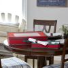 Household Essentials 545RED 545 Holiday Vision Storage Box with Lid and Handles | Tabletop Linen Storage Set | Red Canvas with Green Trim(Red)