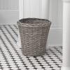 Household Essentials Small Wicker Waste Basket | Gray Wash, Grey(Grey)