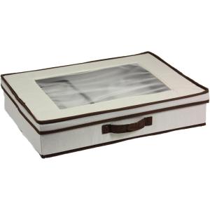 Household Essentials 545RED 545 Holiday Vision Storage Box with Lid and Handles | Tabletop Linen Storage Set | Red Canvas with Green Trim(Natural)