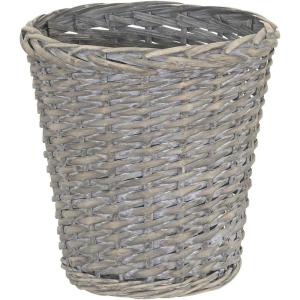 Household Essentials Small Wicker Waste Basket | Gray Wash, Grey(Grey)