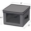 Household Essentials 536 Dinnerware Storage Box with Lid and Handles | Storage Bin for Dinner Plates | Natural Canvas with Brown Trim(Grey)