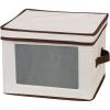 Household Essentials 536 Dinnerware Storage Box with Lid and Handles | Storage Bin for Dinner Plates | Natural Canvas with Brown Trim(Natural)