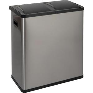 Household Essentials Dual Compartment Trash Can/Large Touchless Trash Can with 30 Liter / 8 Gallon Medium Bins, Stainless Steel with Motion Sensor for Trash and Recycling 94537-1(Recycler Sensor)
