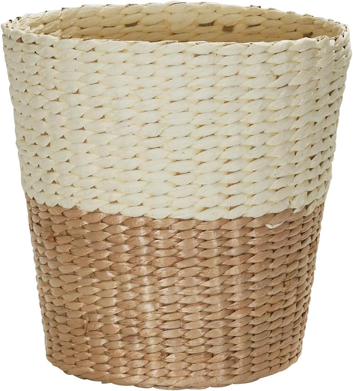 image:imageHousehold Essentials White Paper Rope Waste Basket Trash Bin for Bathroom Bedroom Office ML7192NaturalCream