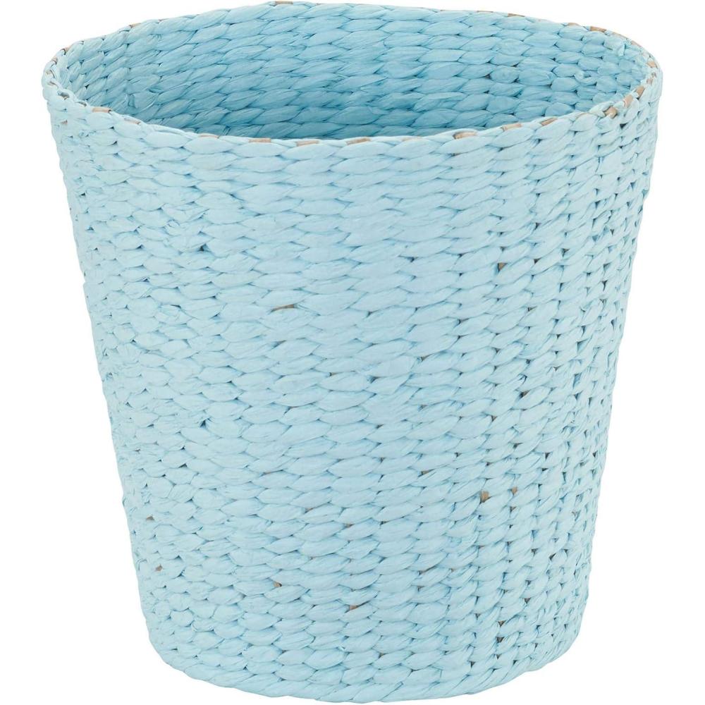 image:imageHousehold Essentials White Paper Rope Waste Basket Trash Bin for Bathroom Bedroom Office ML7192Blue