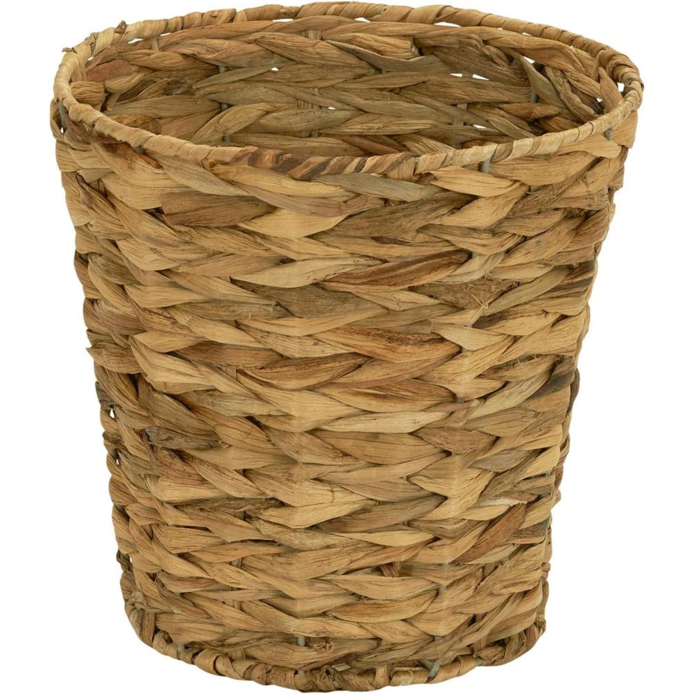 image:imageHousehold Essentials White Paper Rope Waste Basket Trash Bin for Bathroom Bedroom Office ML7192Stained Hyacinth
