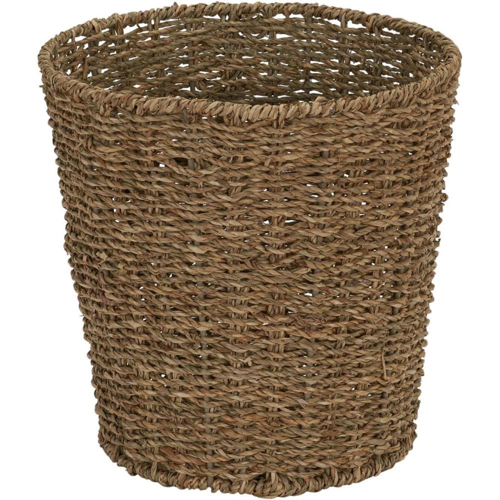 image:imageHousehold Essentials White Paper Rope Waste Basket Trash Bin for Bathroom Bedroom Office ML7192Stained Seagrass