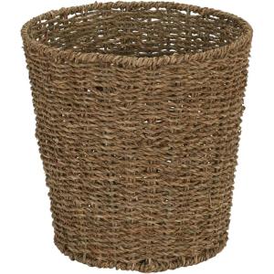 Household Essentials White Paper Rope Waste Basket Trash Bin for Bathroom, Bedroom, Office ML-7192(Stained Seagrass)