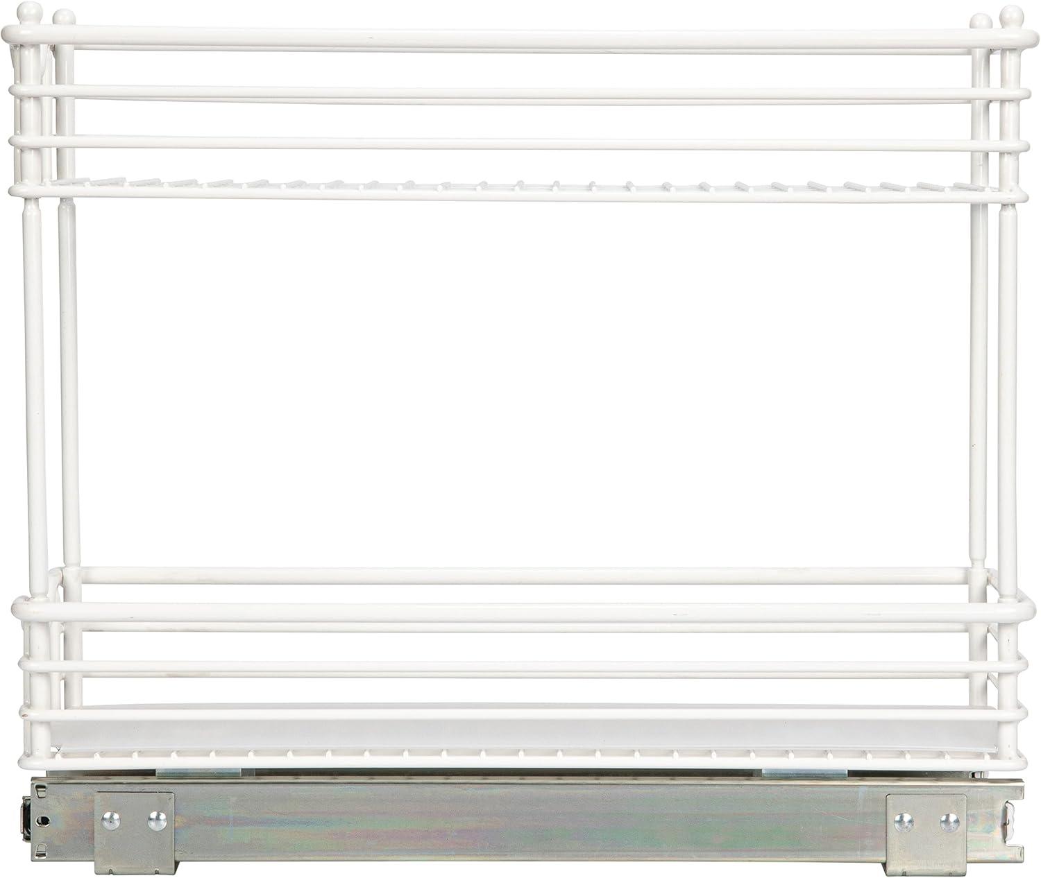 image:imageHousehold Essentials Glidez PowderCoated Steel 2Tier PullOutSlideOut Storage Organizer with Plastic Liners 1225 Wide BlackWhite