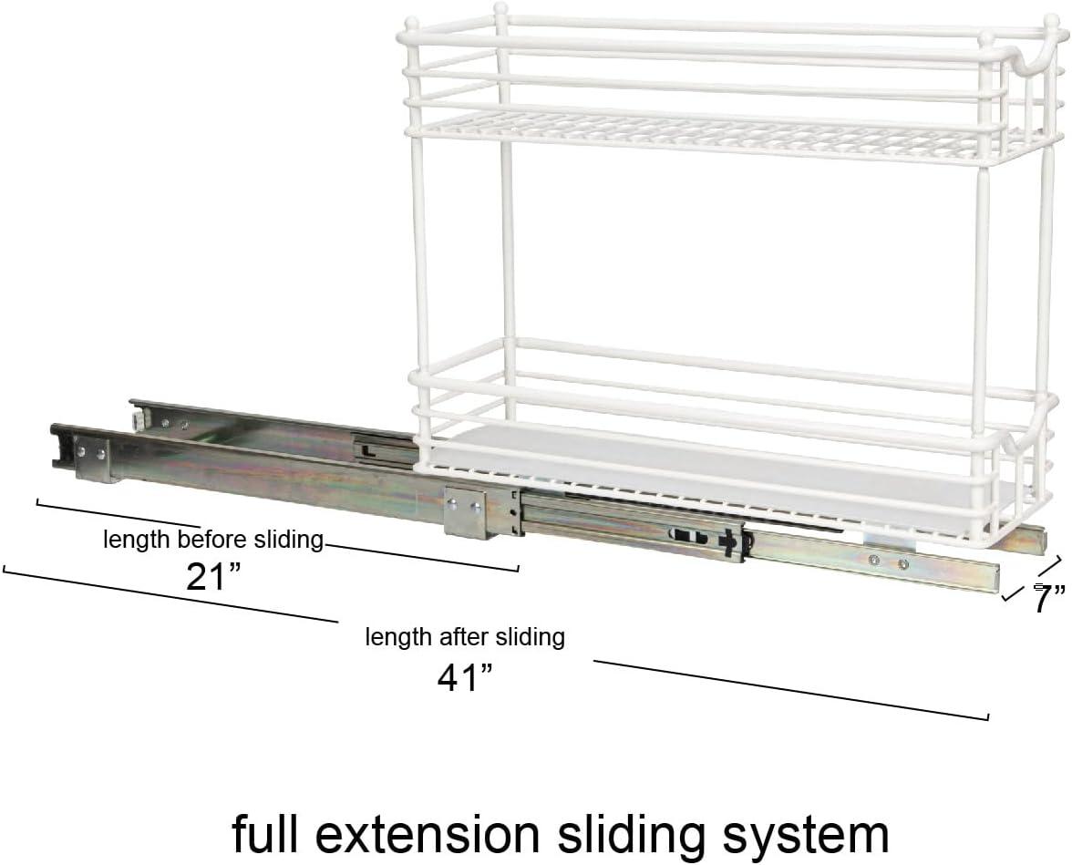 image:imageHousehold Essentials Glidez PowderCoated Steel 2Tier PullOutSlideOut Storage Organizer with Plastic Liners 1225 Wide BlackWhite