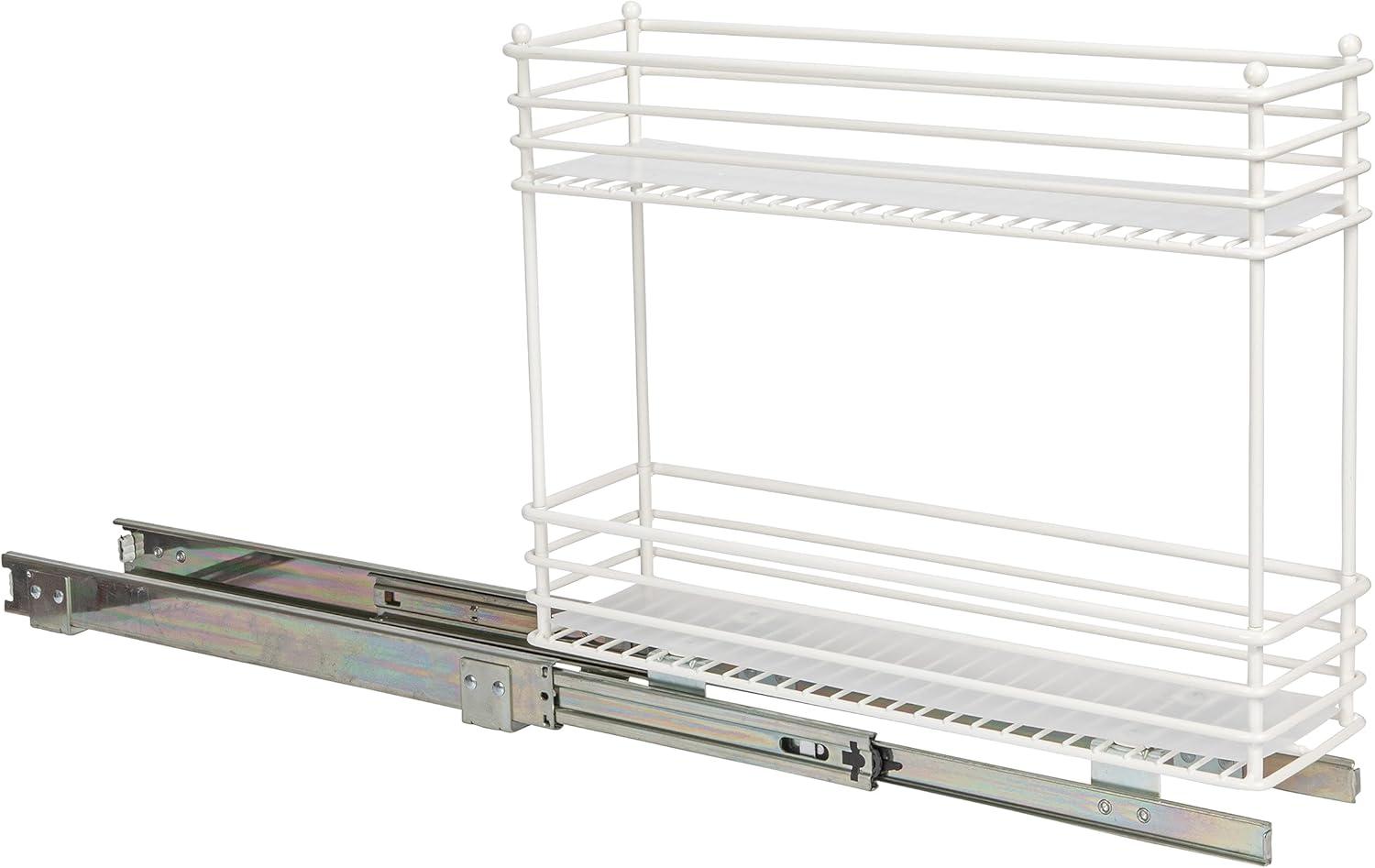 image:imageHousehold Essentials Glidez PowderCoated Steel 2Tier PullOutSlideOut Storage Organizer with Plastic Liners 1225 Wide BlackWhite