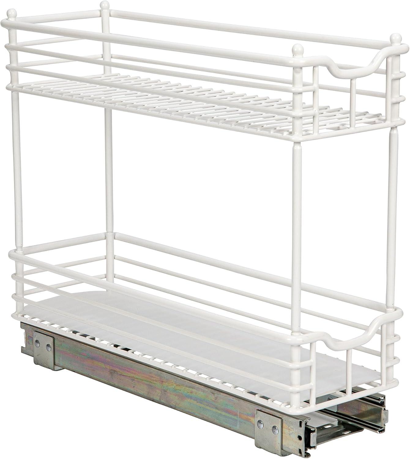 image:imageHousehold Essentials Glidez PowderCoated Steel 2Tier PullOutSlideOut Storage Organizer with Plastic Liners 1225 Wide BlackWhite