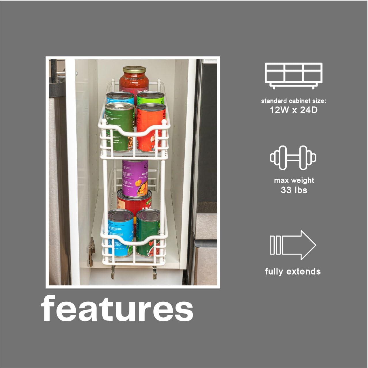 image:imageHousehold Essentials Glidez PowderCoated Steel 2Tier PullOutSlideOut Storage Organizer with Plastic Liners 1225 Wide BlackWhite