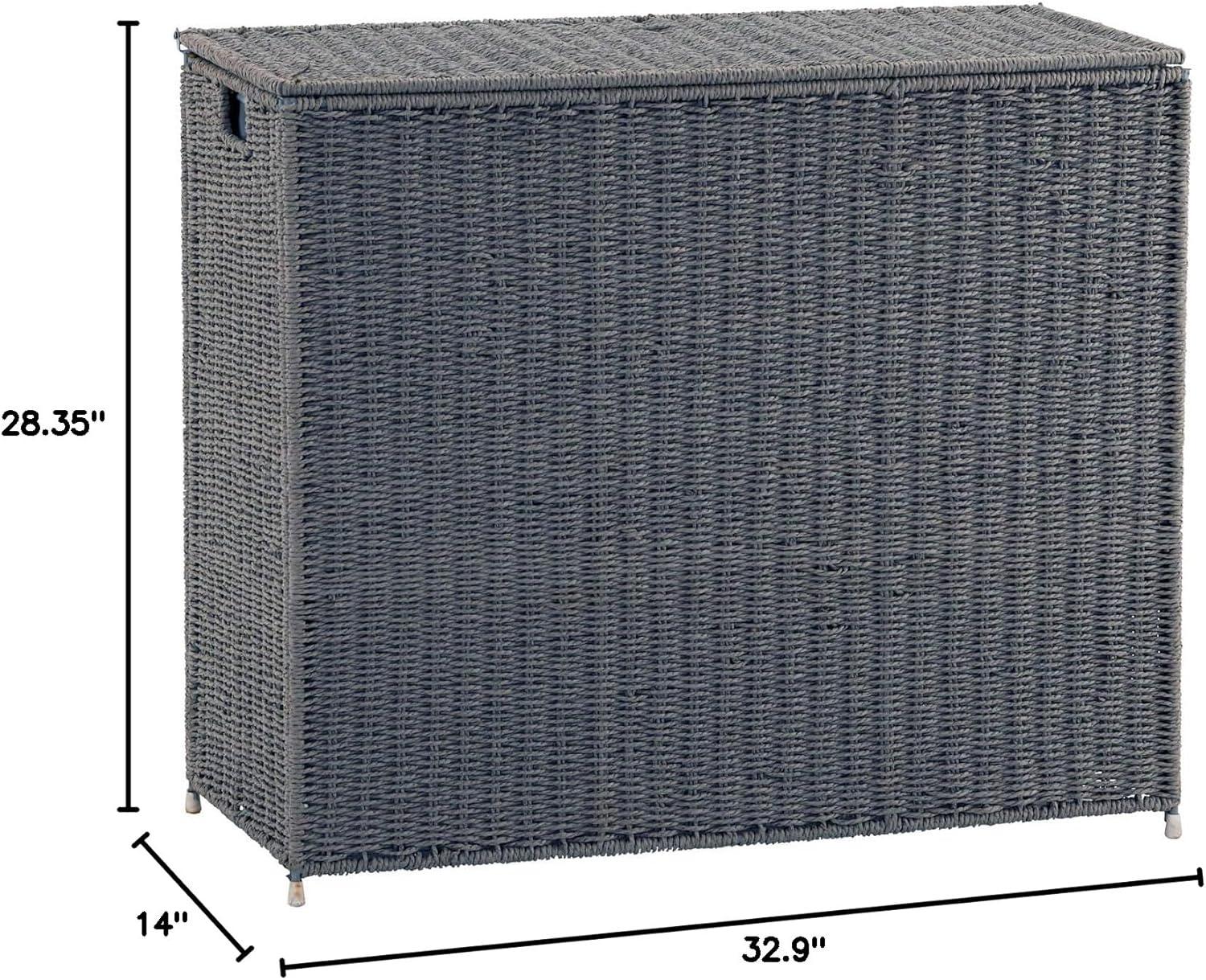 image:imageHousehold Essentials 3 Compartment Laundry Sorter Wicker Laundry SorterGrey