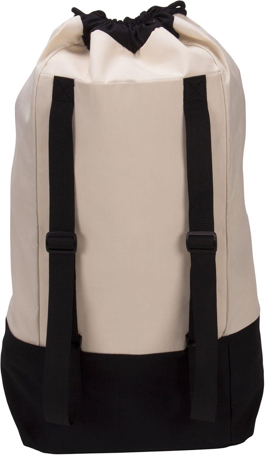 image:imageHousehold Essentials Backpack Duffel Laundry Bag Cream amp Black