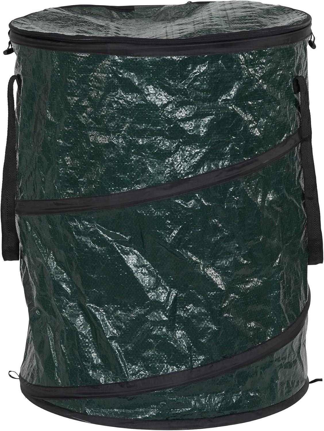 image:imageHousehold Essentials Pop Up Hamper Pop Up Camping Trash Can Great for Outdoor or Indoor Use Portable and Collapsible with Zippered Top Green30 Gallon