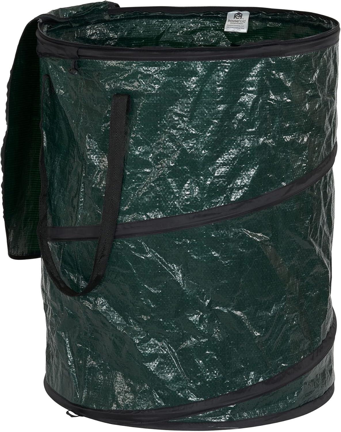 image:imageHousehold Essentials Pop Up Hamper Pop Up Camping Trash Can Great for Outdoor or Indoor Use Portable and Collapsible with Zippered Top Green30 Gallon
