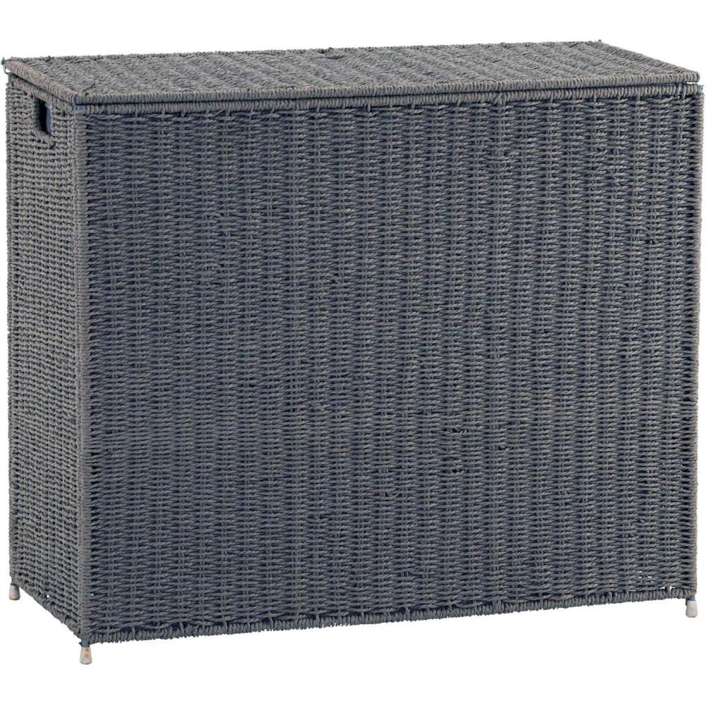 image:imageHousehold Essentials 3 Compartment Laundry Sorter Wicker Laundry SorterGrey