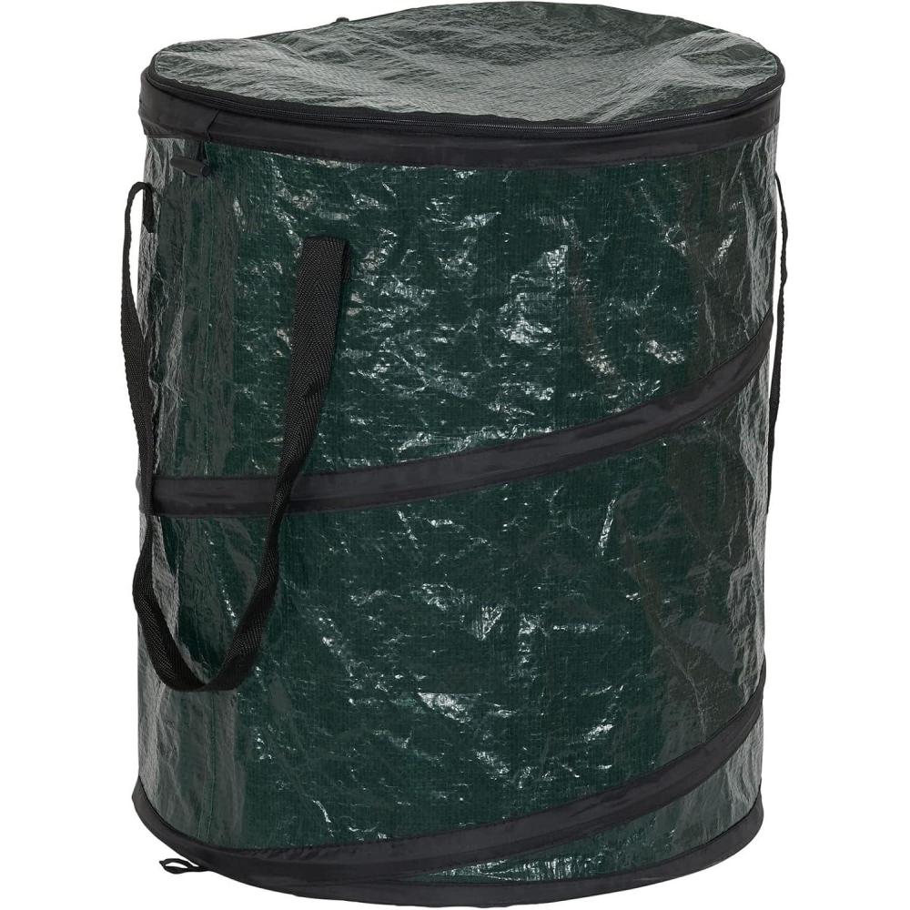 image:imageHousehold Essentials Pop Up Hamper Pop Up Camping Trash Can Great for Outdoor or Indoor Use Portable and Collapsible with Zippered Top Green13 Gallon