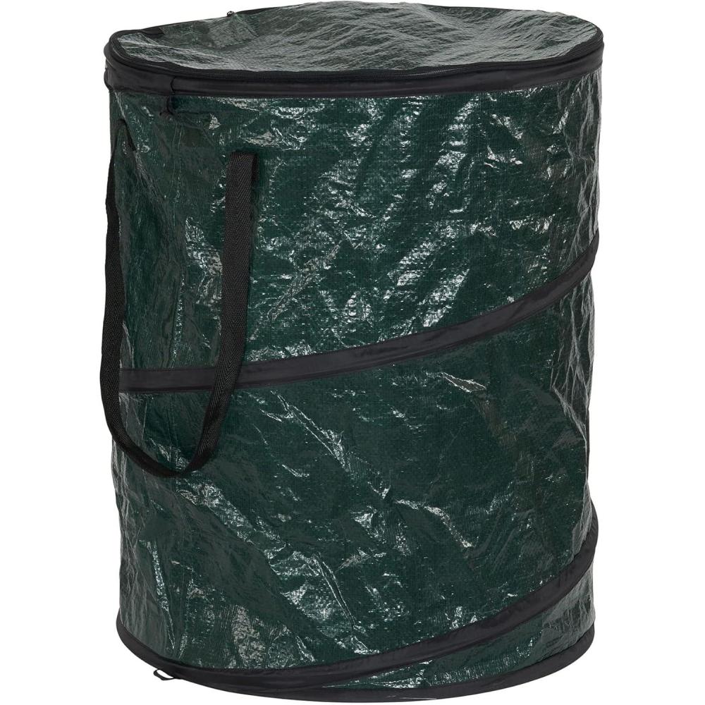 image:imageHousehold Essentials Pop Up Hamper Pop Up Camping Trash Can Great for Outdoor or Indoor Use Portable and Collapsible with Zippered Top Green30 Gallon