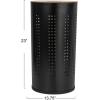 Household Essentials 7081-1 Round Metal Laundry Hamper – Removable Liner Bag and Wood Lid – Stainless Steel(Black)