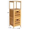 Household Essentials Bamboo 3-Tier Slatted Shelf with Crates, Natural