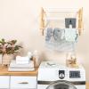 Household Essentials Bamboo Folding Clothes Drying Rack | White Finish, 11 Dowels & Flat Drying Shelf | Eco-Friendly, Collapsible Laundry Rack for Dorms, Apartments & Small Spaces | Fully Assembled(Wall Mount)