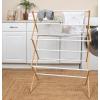 Household Essentials Bamboo Folding Clothes Drying Rack | White Finish, 11 Dowels & Flat Drying Shelf | Eco-Friendly, Collapsible Laundry Rack for Dorms, Apartments & Small Spaces | Fully Assembled(Free Standing)