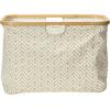 Household Essentials Bamboo Rimmed Krush Basket with Cut Out Handles, Tan Chevron(Tan Chevron)