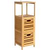 Household Essentials Bamboo 3-Tier Slatted Shelf with Crates, Natural