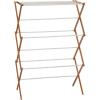 Household Essentials Bamboo Folding Clothes Drying Rack | White Finish, 11 Dowels & Flat Drying Shelf | Eco-Friendly, Collapsible Laundry Rack for Dorms, Apartments & Small Spaces | Fully Assembled(Free Standing)