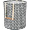 Household Essentials Round Krush Hamper with Wood Dowel Handles, Gray Chevron