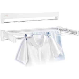Leifheit Wall Dryer Telegant 36 Protect Plus, Space Saving Wall Mounted Clothes Drying Rack with 3.6 m Drying Length, Hidden Folding Design, 5 Rustproof Rails and 60 cm Aluminum Towel Bar(72 x 37 cm)