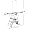 Household Essentials Multi Tier Stainless Steel Laundry Drying Rack with T Bar and Two Side Wings, Silver