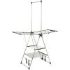 Household Essentials Multi Tier Stainless Steel Laundry Drying Rack with T Bar and Two Side Wings, Silver
