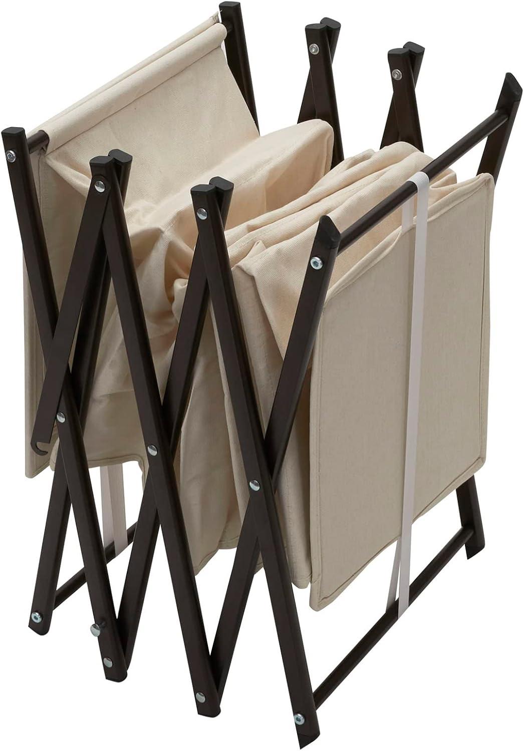image:imageHousehold Essentials 12 Pocket Shoe Cubby Sturdy Folding Frame PolyCotton Blend Fabric Holds 12 Pairs of Shoes Breathable Seamless Back Natural