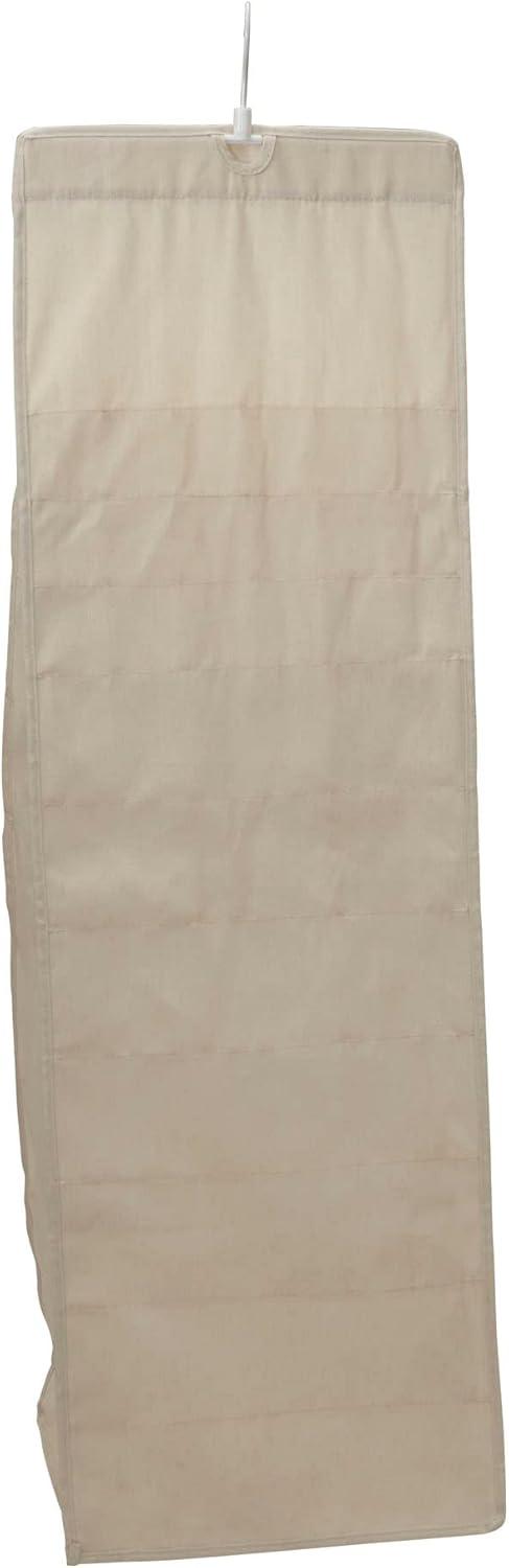 image:imageHousehold Essentials Lingerie Hanging Organizer 37 PolyCotton Blend Fabric Pockets 24 Small 9 Medium and 4 Large Great for Rod or Wire Closets Natural