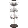 Household Essentials 2197-1 Floor to Ceiling Adjustable 6-Tier Revolving Shoe Rack with Basket – Silver(Silver)