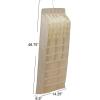 Household Essentials Lingerie Hanging Organizer, 37 Poly-Cotton Blend Fabric Pockets, 24 Small, 9 Medium and 4 Large, Great for Rod or Wire Closets, Natural