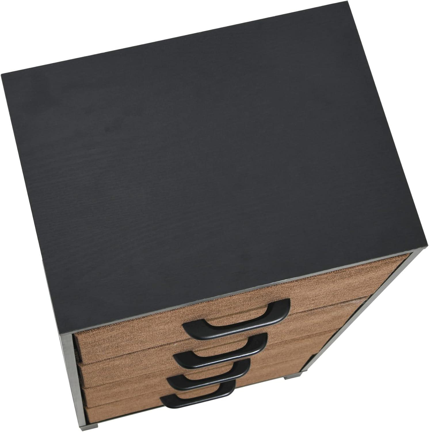 image:imageHousehold Essentials 80141 Wooden 4 Drawer Dresser Storage Night Stand MahoganeyWalnutBlack Oak