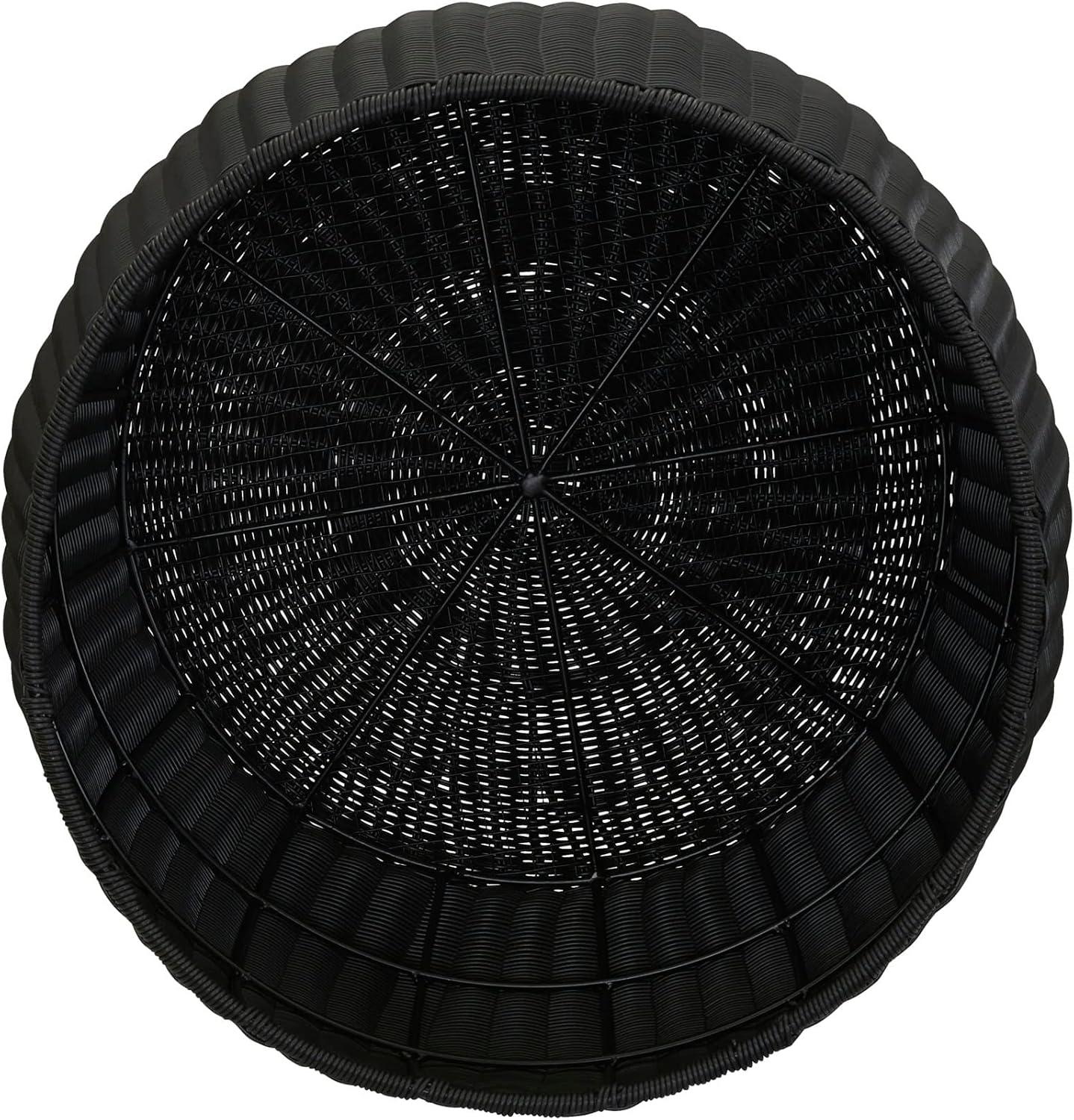 image:imageHousehold Essentials Handwoven Resin Barrel Side Table Storage Container Black 18 H x 20 DiaBlack