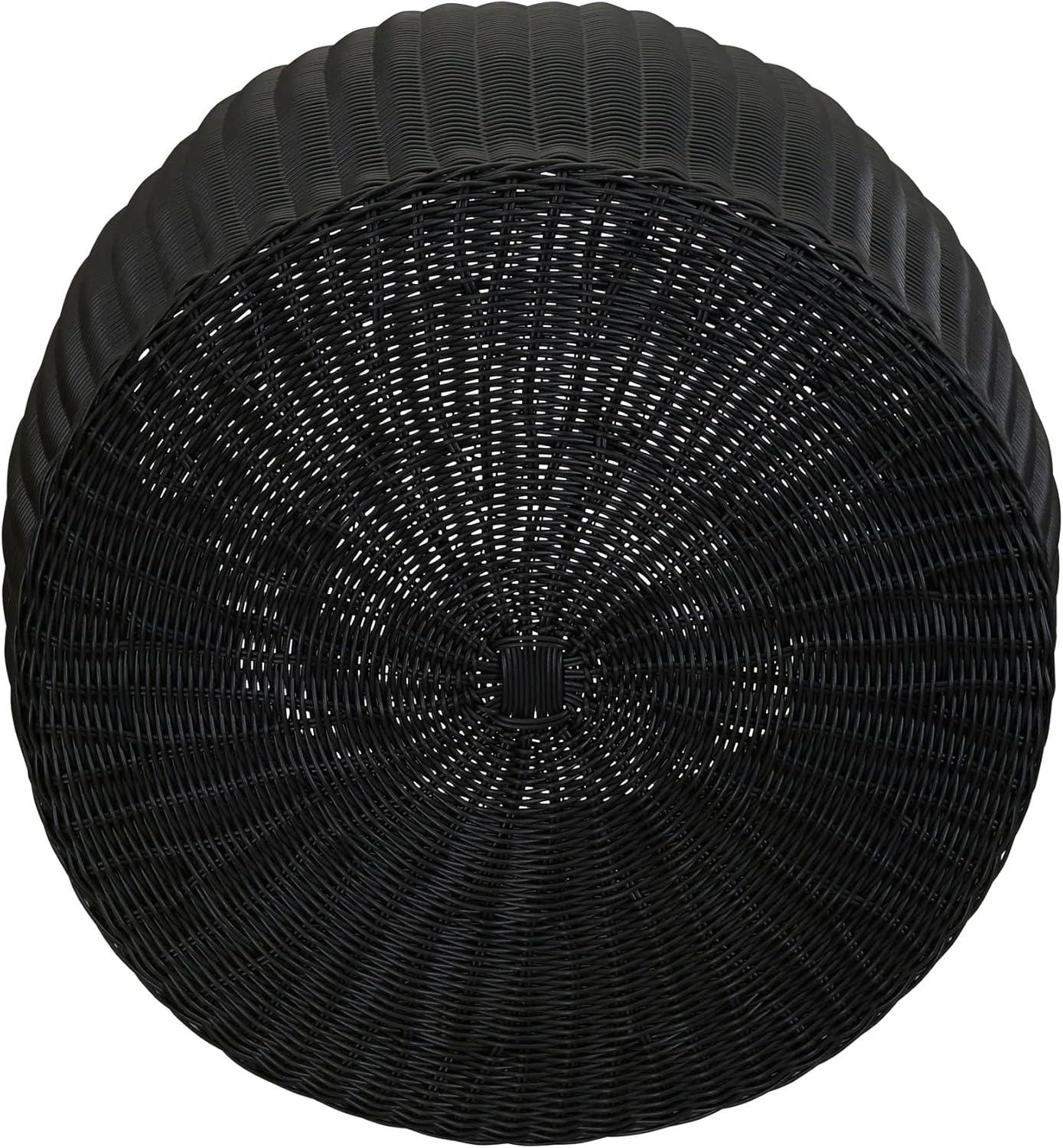 image:imageHousehold Essentials Handwoven Resin Barrel Side Table Storage Container Black 18 H x 20 DiaBlack