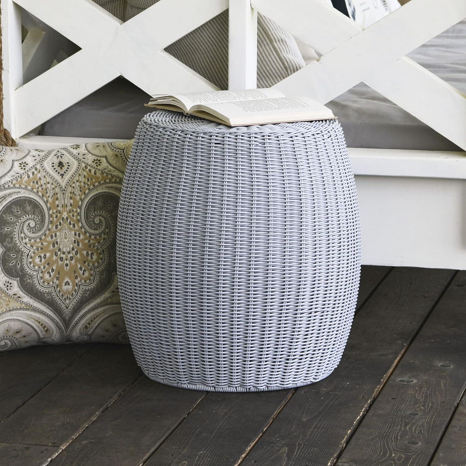 image:imageHousehold Essentials Handwoven Resin Barrel Side Table Storage Container Black 18 H x 20 DiaGrey