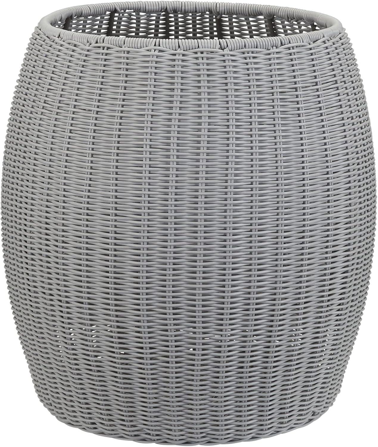 image:imageHousehold Essentials Handwoven Resin Barrel Side Table Storage Container Black 18 H x 20 DiaGrey