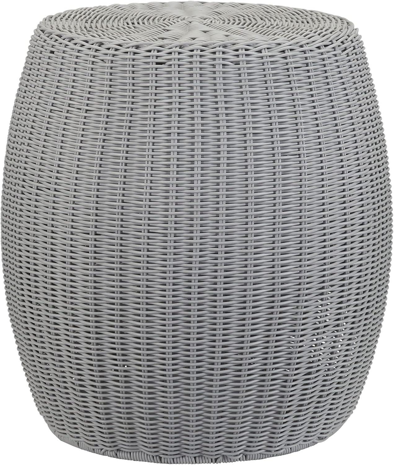 image:imageHousehold Essentials Handwoven Resin Barrel Side Table Storage Container Black 18 H x 20 DiaGrey