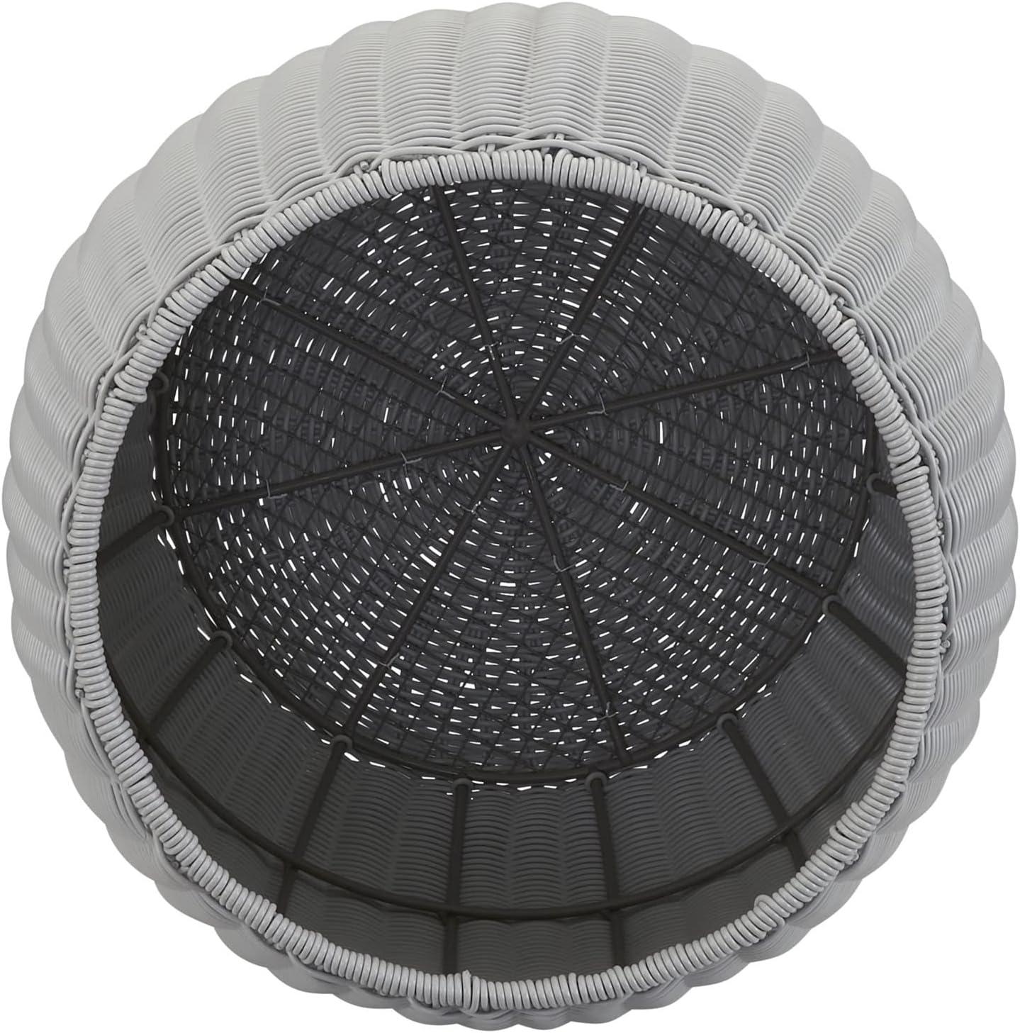 image:imageHousehold Essentials Handwoven Resin Barrel Side Table Storage Container Black 18 H x 20 DiaGrey