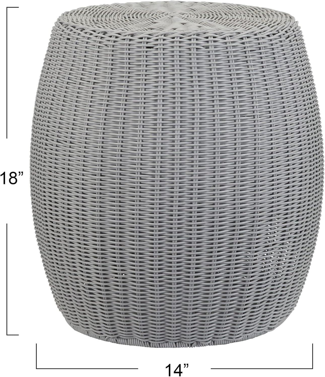 image:imageHousehold Essentials Handwoven Resin Barrel Side Table Storage Container Black 18 H x 20 DiaGrey