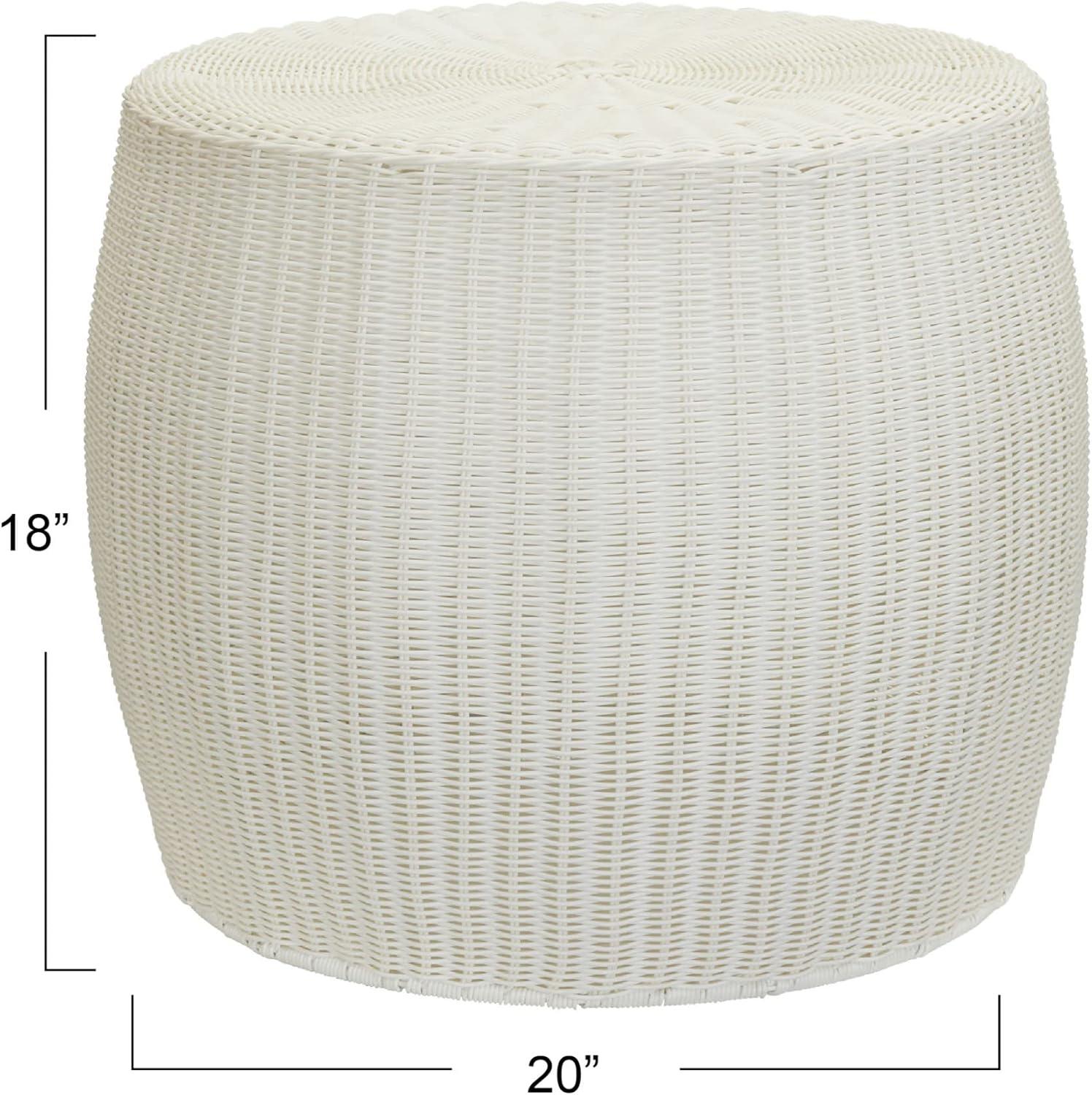image:imageHousehold Essentials Handwoven Resin Barrel Side Table Storage Container Black 18 H x 20 DiaWhite